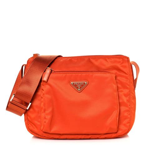 prada nylon messenger bag in papaya|Papaya Saffiano leather shoulder bag .